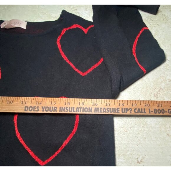 Philosophy Black Sweater With Red Heart Print Womens S Soft Cozy Valentine’s - Picture 6 of 7